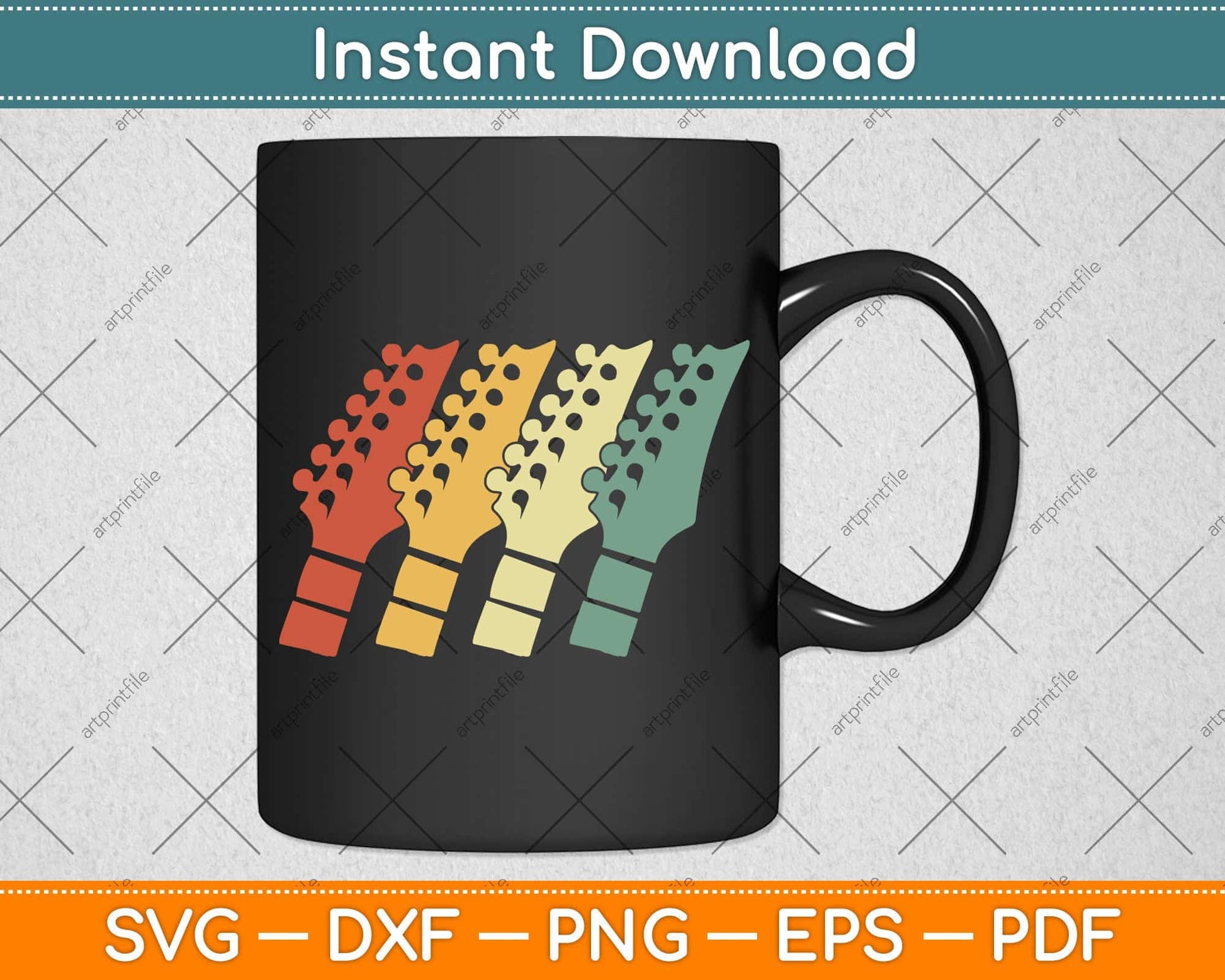 Vintage Guitar Gif Svg Png Dxf Digital Cutting File