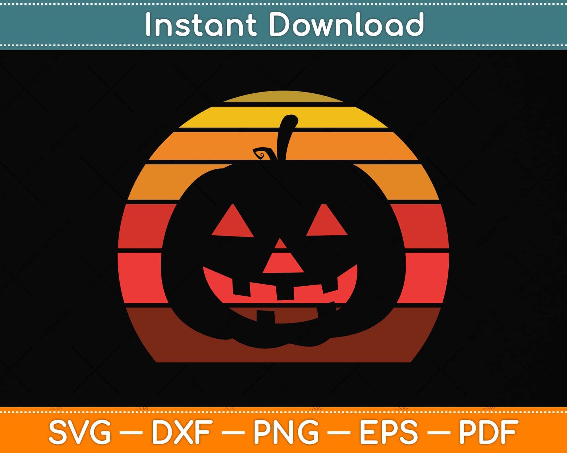 Vintage Halloween Pumpkin Funny Svg Png Dxf Digital Cutting File