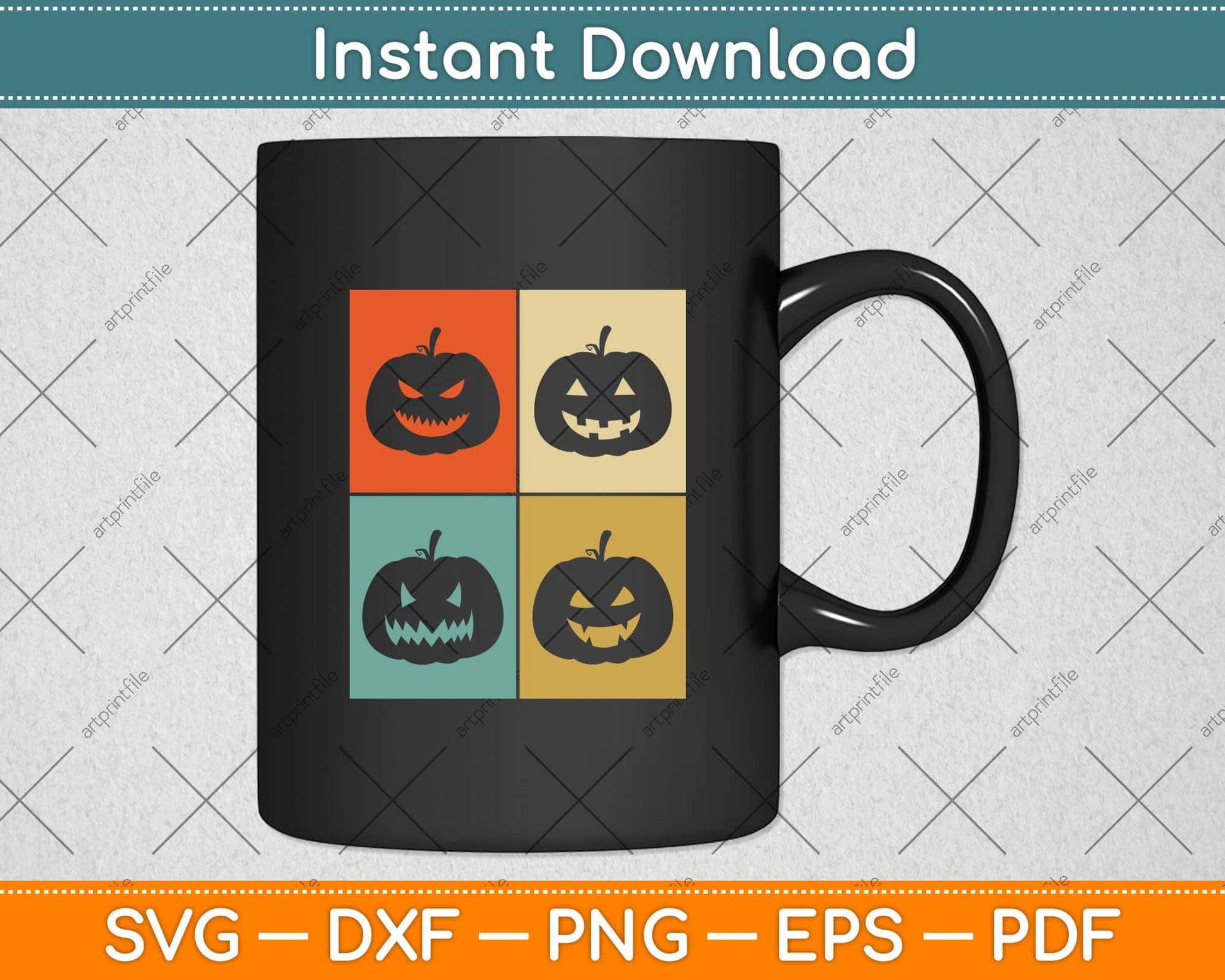 Vintage Halloween Pumpkin Svg Png Dxf Digital Cutting File