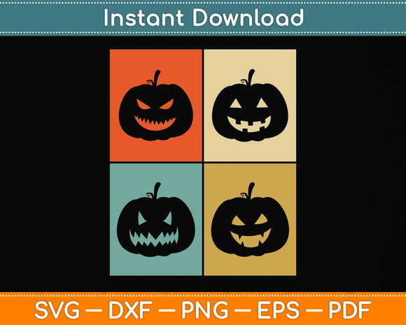 Vintage Halloween Pumpkin Svg Png Dxf Digital Cutting File