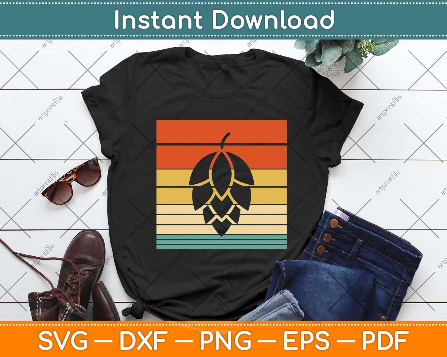 Vintage Hop Leaf Shirt Home Brewers & Lovers of Hoppy Beer Svg Png Dxf Cutting File