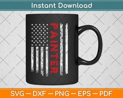 Vintage Painter American Flag Painter Fathers Day Svg Png Dxf Digital Cutting File