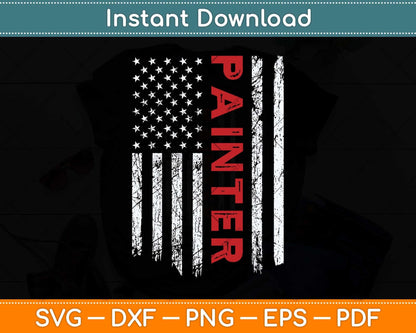 Vintage Painter American Flag Painter Fathers Day Svg Png Dxf Digital Cutting File
