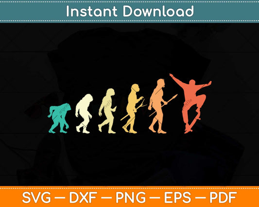 Vintage Retro Skating Evolution Svg Png Dxf Digital Cutting File