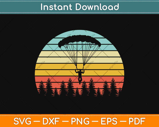 Vintage Retro Skydiving Birthday Gift Svg Design Cricut Printable Cutting Files