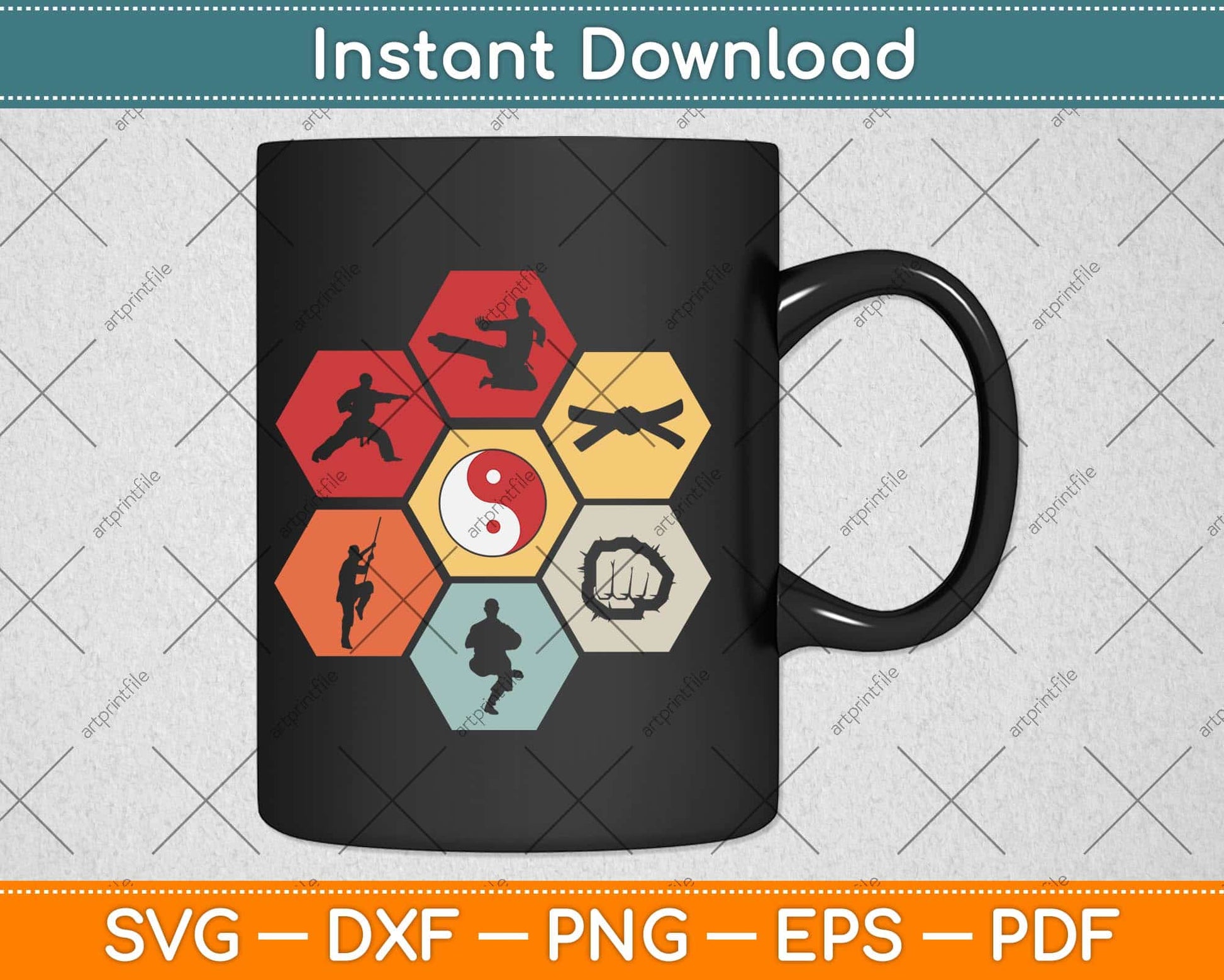 Vintage Retro Style Karate Svg Design Cricut Printable Cutting Files