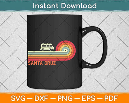 Vintage Retro Sunset Santa Cruz Svg Png Dxf Digital Cutting File