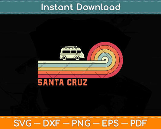 Vintage Retro Sunset Santa Cruz Svg Png Dxf Digital Cutting File