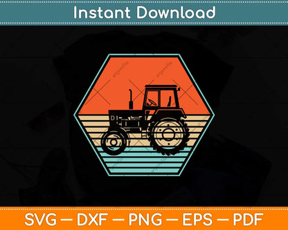 Vintage Tractor Ranch Retro 70s Distressed Farmer Svg Png Dxf Digital Cutting File