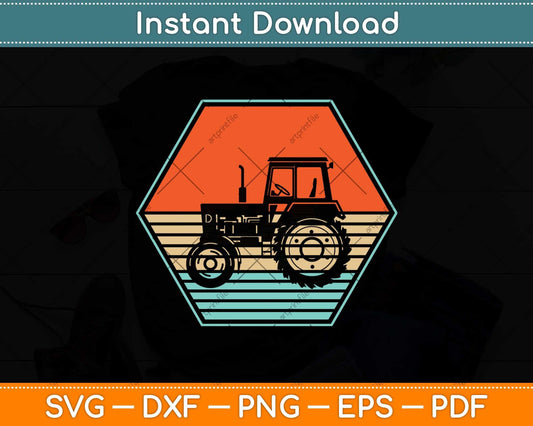 Vintage Tractor Ranch Retro 70s Distressed Farmer Svg Png Dxf Digital Cutting File