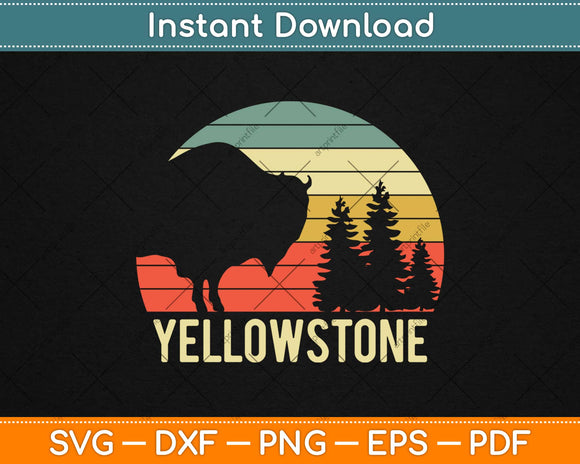 Vintage Yellowstone National Park Retro Travel Svg Design Cricut Printable Cut Files