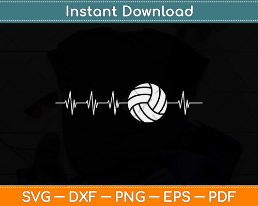 Volleyball Heartbeat Gift As Funny Volleyball Svg Design Cricut Printable Cut File