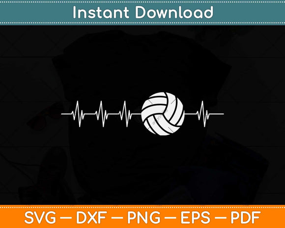 Volleyball Heartbeat Gift As Funny Volleyball Svg Design 
