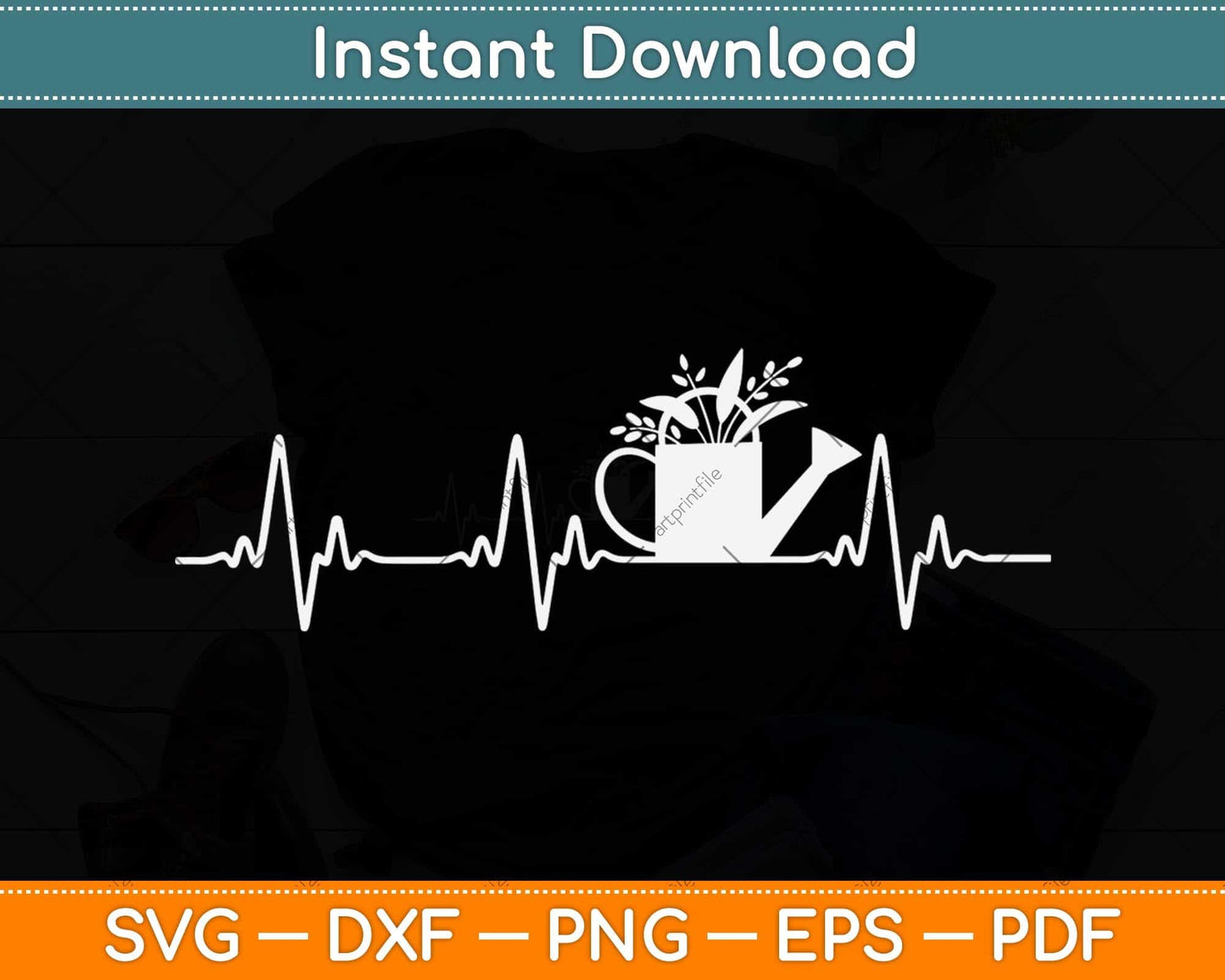 Watering Can Heartbeat Gardening Gardener Svg Png Dxf Digital Cutting File