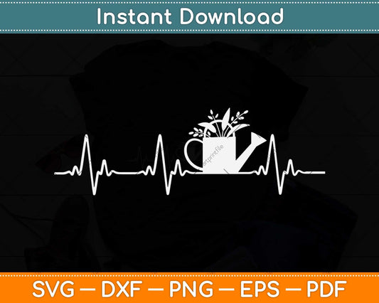 Watering Can Heartbeat Gardening Gardener Svg Png Dxf Digital Cutting File