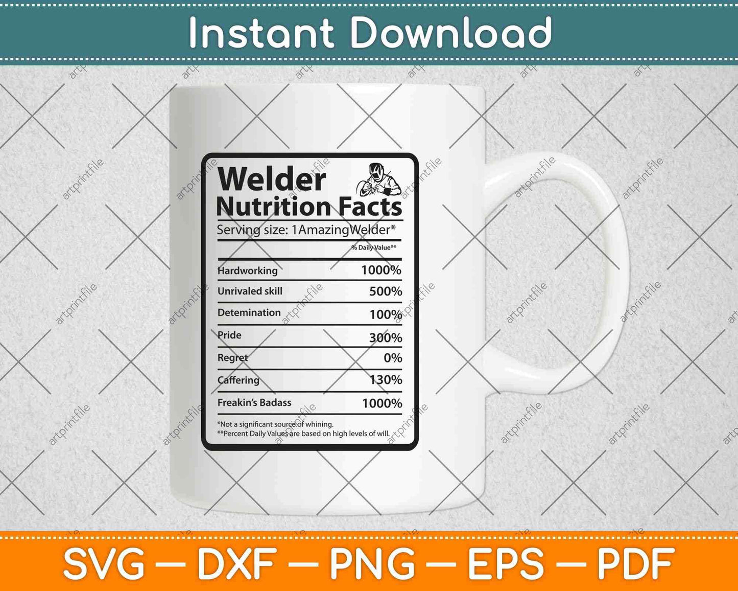 Welder Nutrition Facts Father's Day Svg Png Dxf Digital Cutting Files