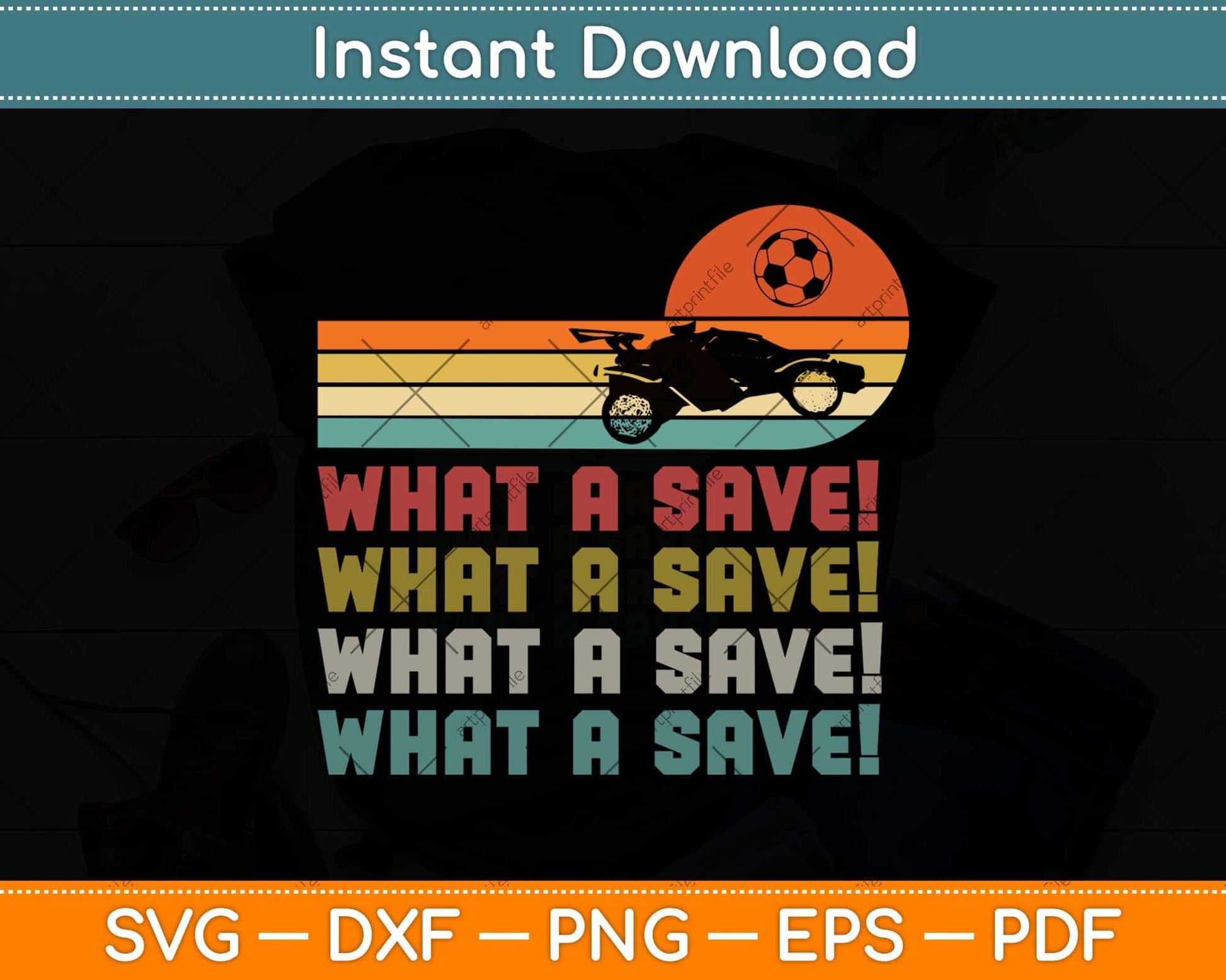 What a save Vintage Retro Rocket Soccer Car Svg Png Dxf Digital Cutting File