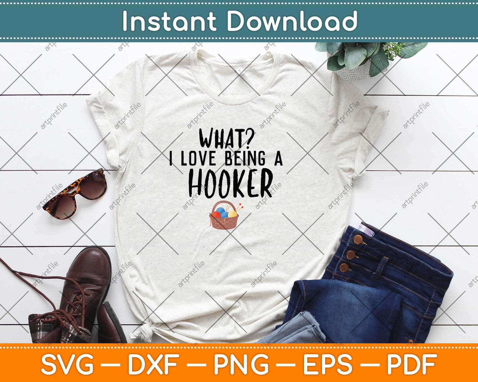 What I Love Being A Hooker Crochet Yarn Svg Design Cricut Printable Cutting Files
