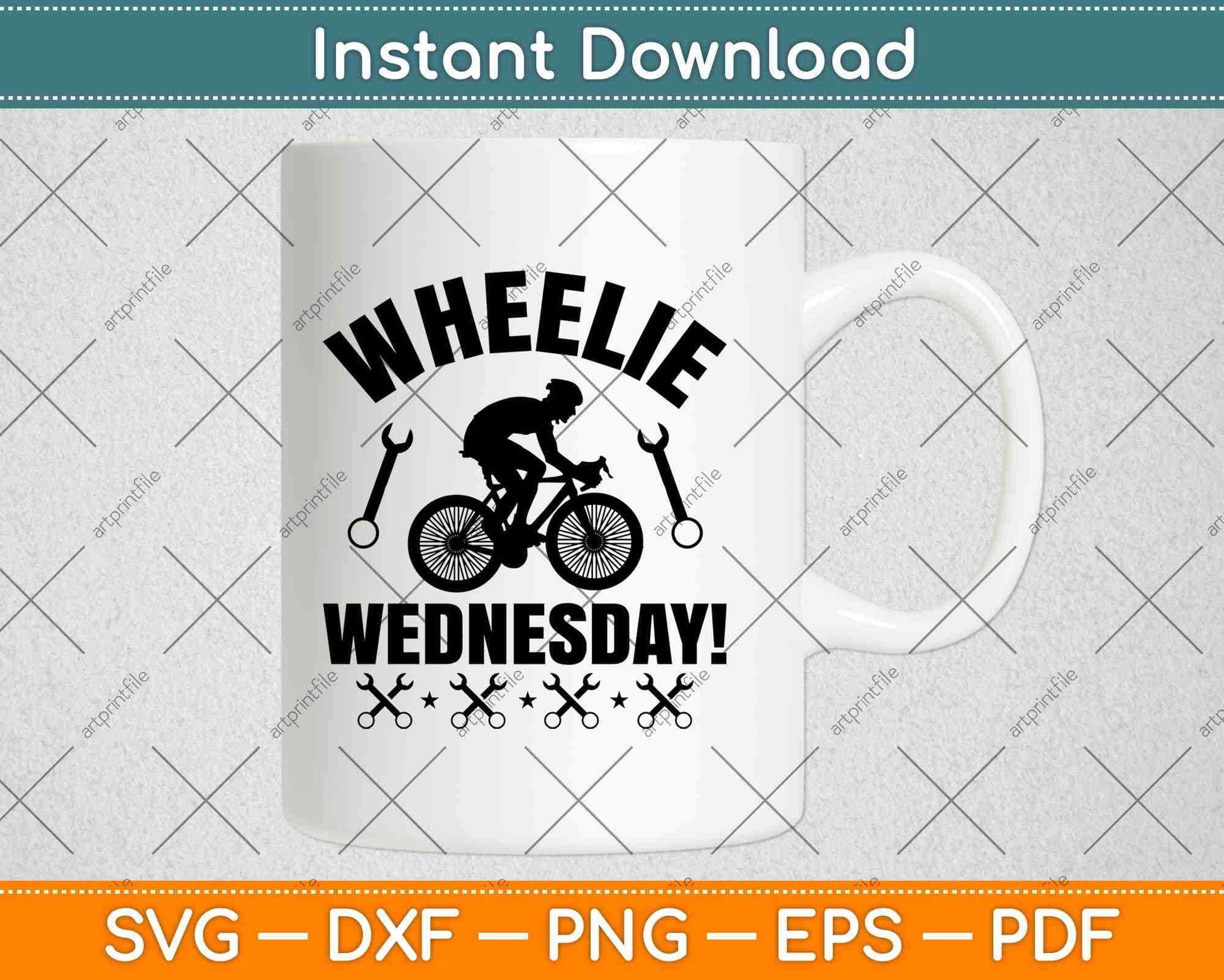 Wheelie Wednesday Cycling Svg Design Cricut Printable Cutting Files