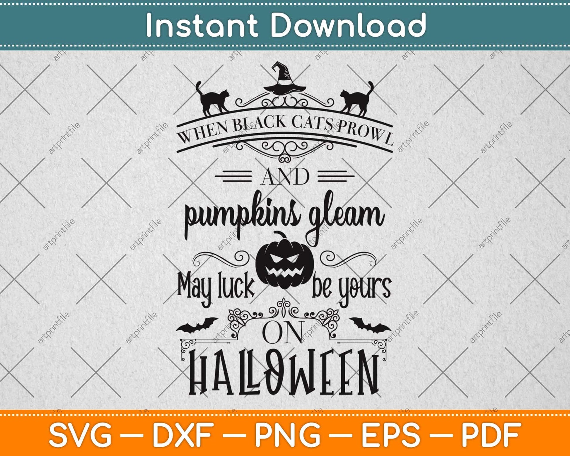 When Black Cats Prowl Halloween Svg Png Dxf Digital Cutting File