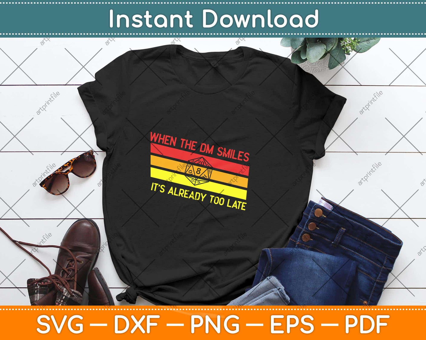 When The Dm Smiles Funny Dungeon Eye RPG Dice Dragon Svg Png Dxf Cutting File