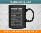 Whipped Cream Nutrition Facts Thanksgiving Gift Leg Day Svg 