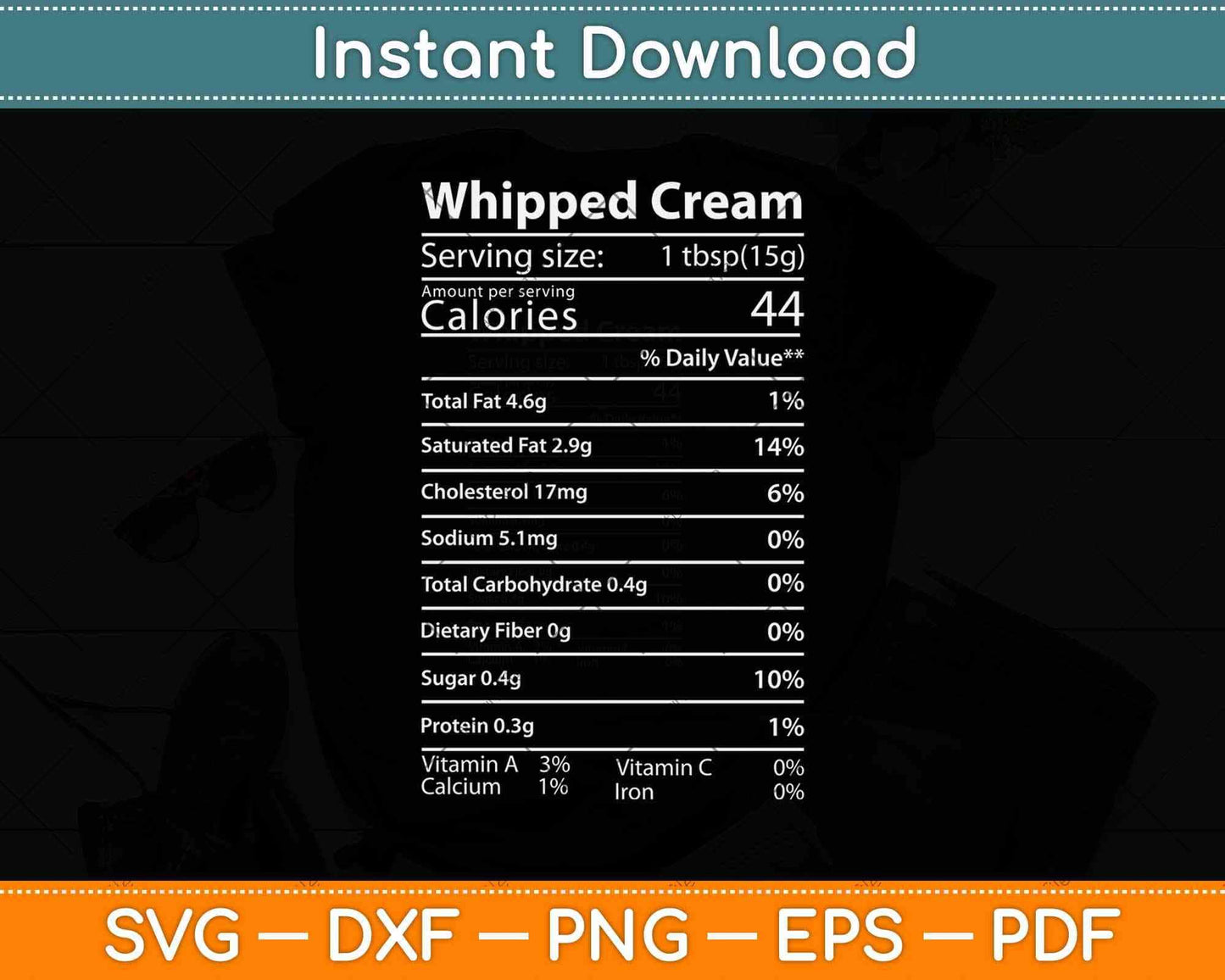 Whipped Cream Nutrition Facts Thanksgiving Gift Leg Day Svg Design