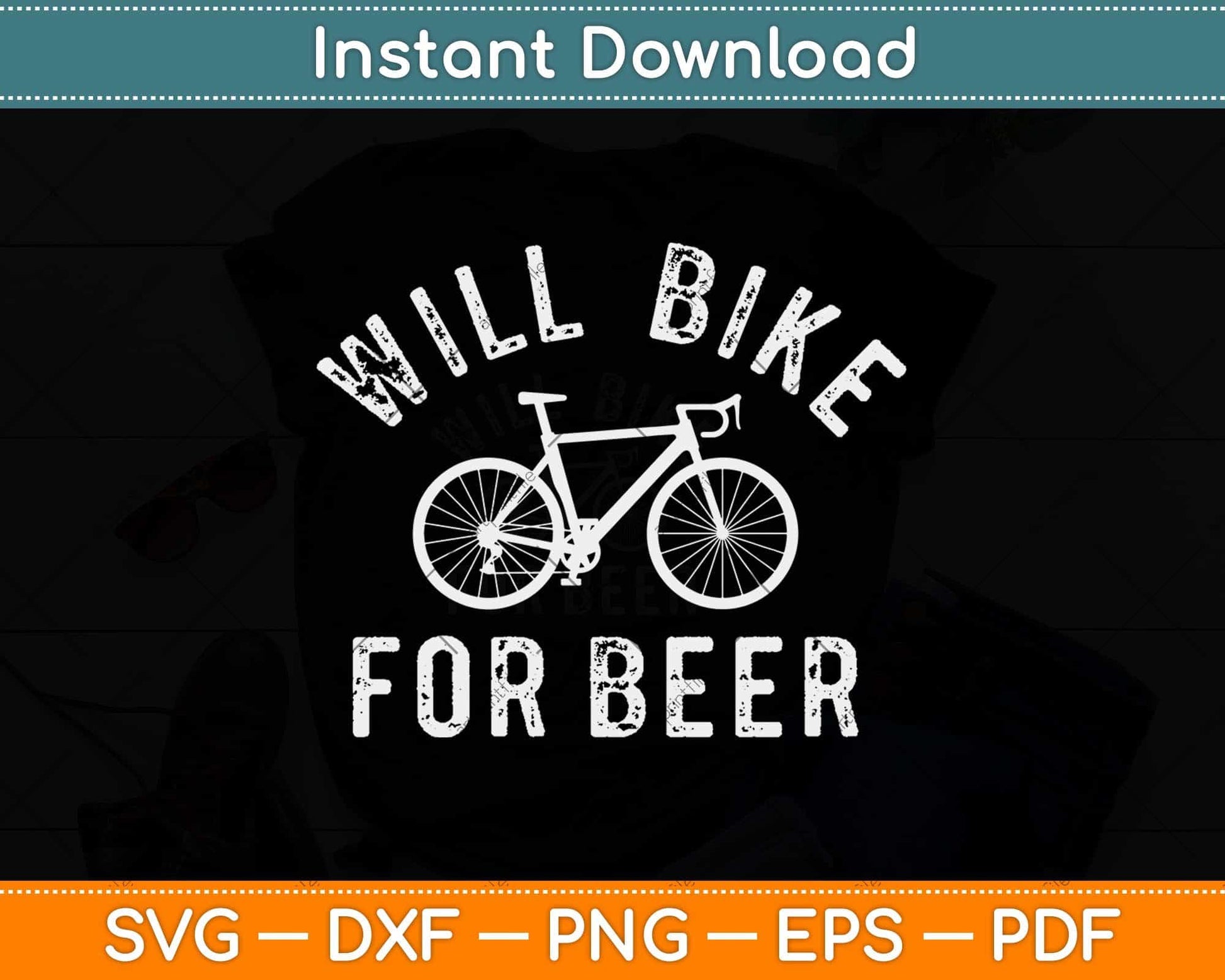 Will Bike For Beer Fun Gift For Bike Lovers Svg Design Cricut Printable Cutting File