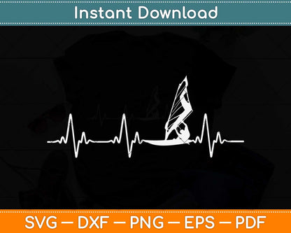 Windsurfing - Heartbeat Svg Png Dxf Digital Cutting File