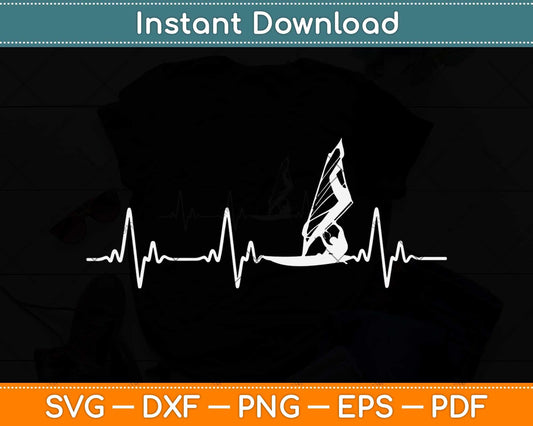 Windsurfing - Heartbeat Svg Png Dxf Digital Cutting File