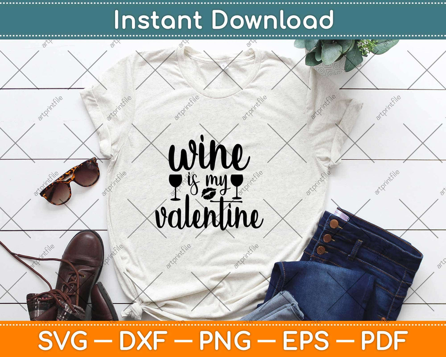 Wine Is My Valentine Svg Design Cricut Printable Cutting File