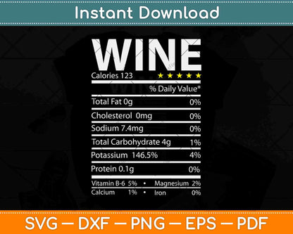 Wine Nutrition Facts Thanksgiving Turkey Day Svg Design