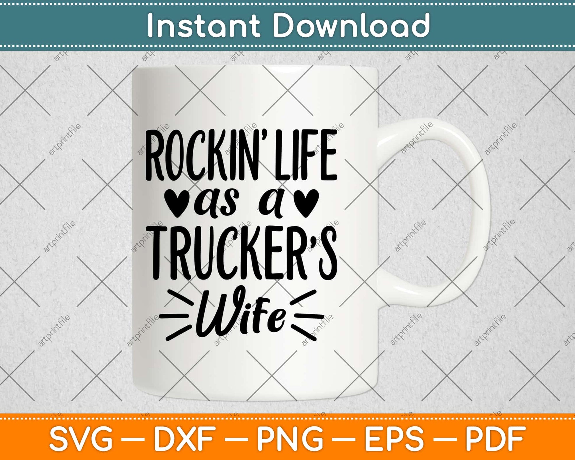 Womens Rockin' Life as a Truckers Wife Svg Design Cricut Printable Cutting Files