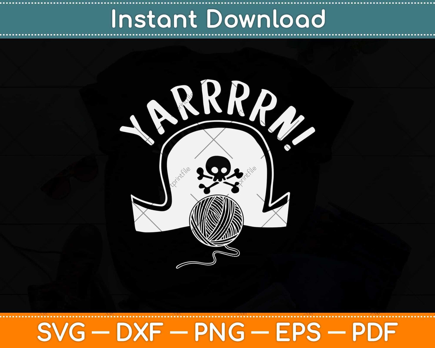 Yarrrrn! Funny Pirate Yarn Knitting Gifts Crocheting Svg Design