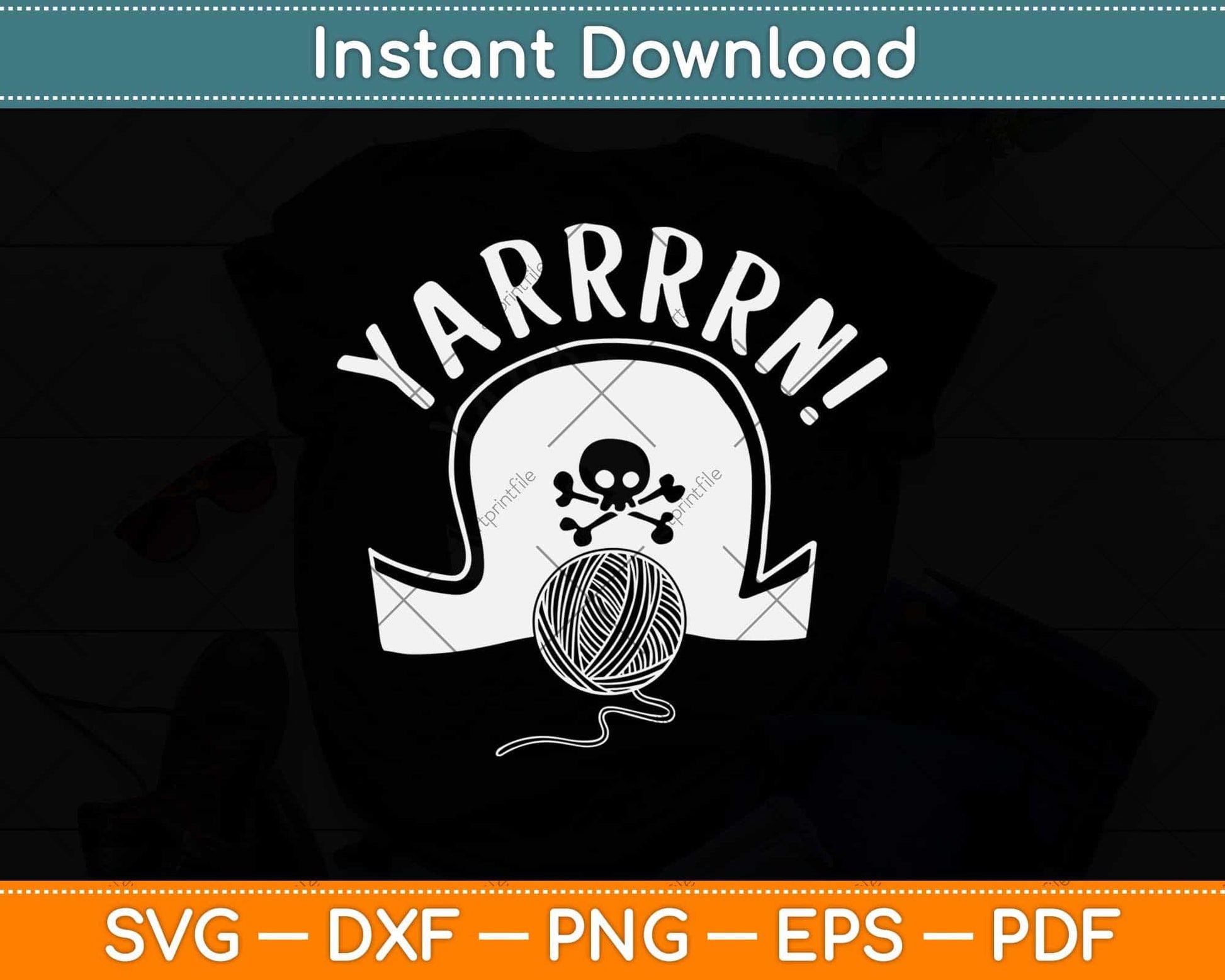 Yarrrrn! Funny Pirate Yarn Knitting Gifts Crocheting Svg Design