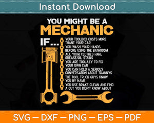 You Might Be A Mechanic If Funny Mechanic Svg Png Dxf Digital Cutting File