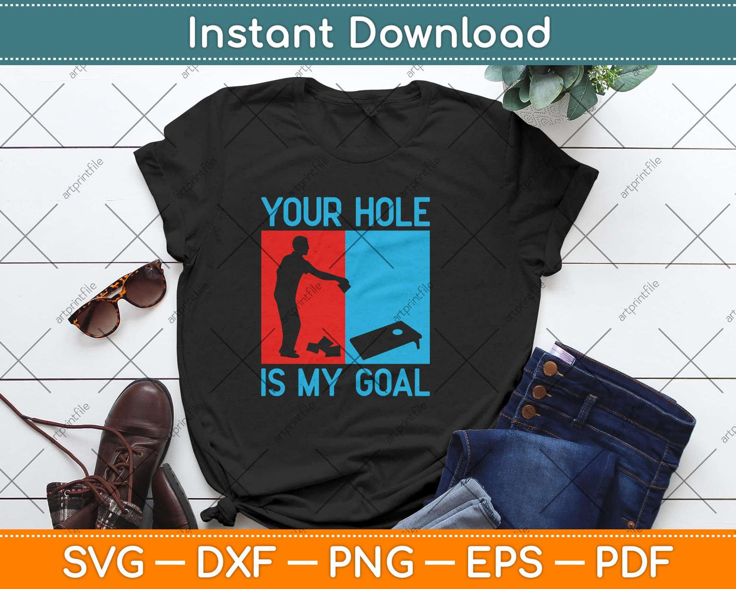 Your Hole Is My Goal Funny Cornhole Svg Design Cricut Printable Cutting Files