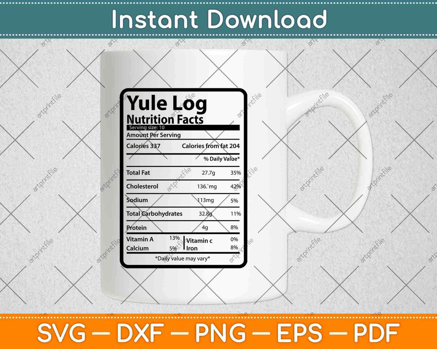 Yule Log Nutrition Facts Thanksgiving Svg Png Dxf Digital Cutting File