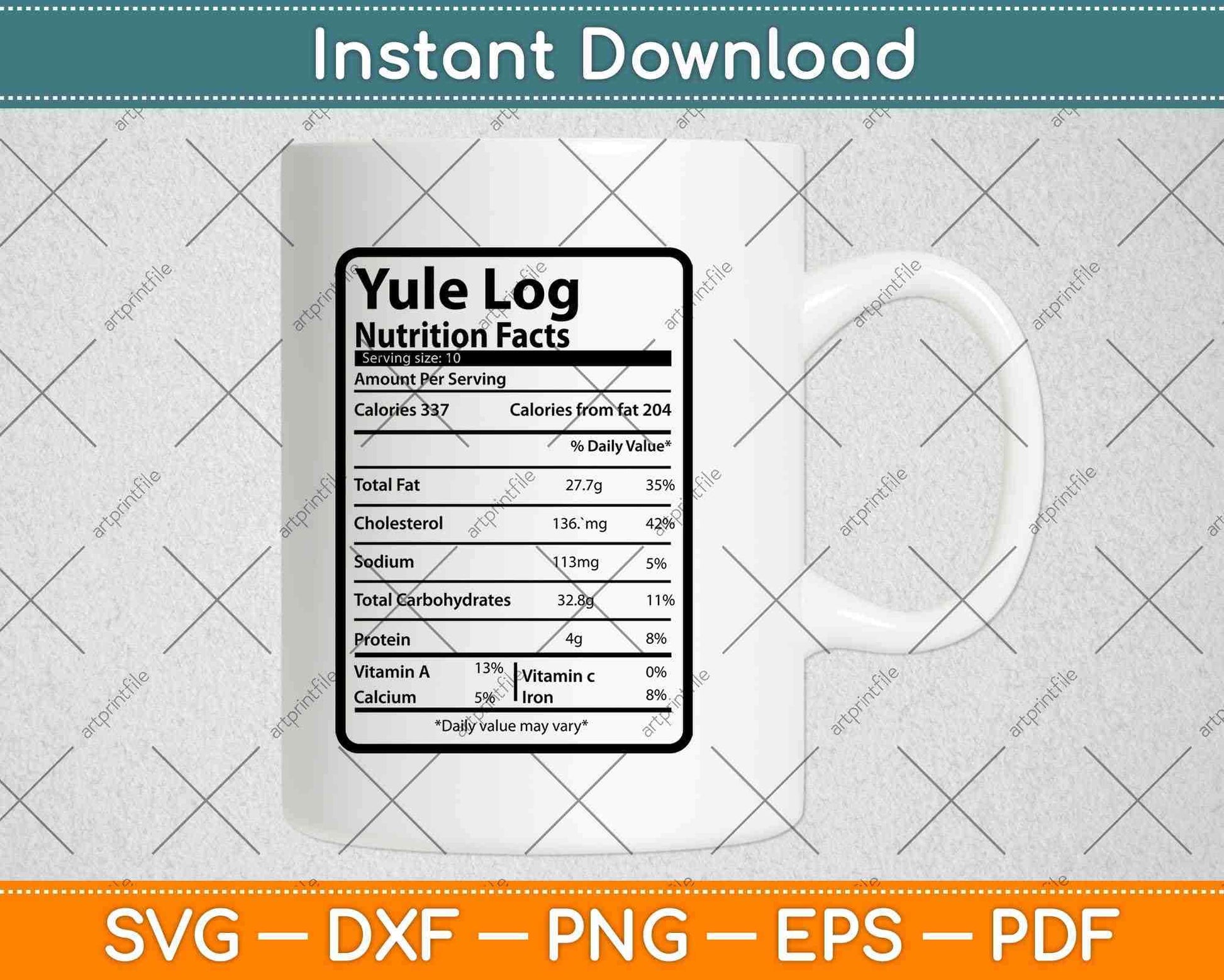 Yule Log Nutrition Facts Thanksgiving Svg Png Dxf Digital Cutting File