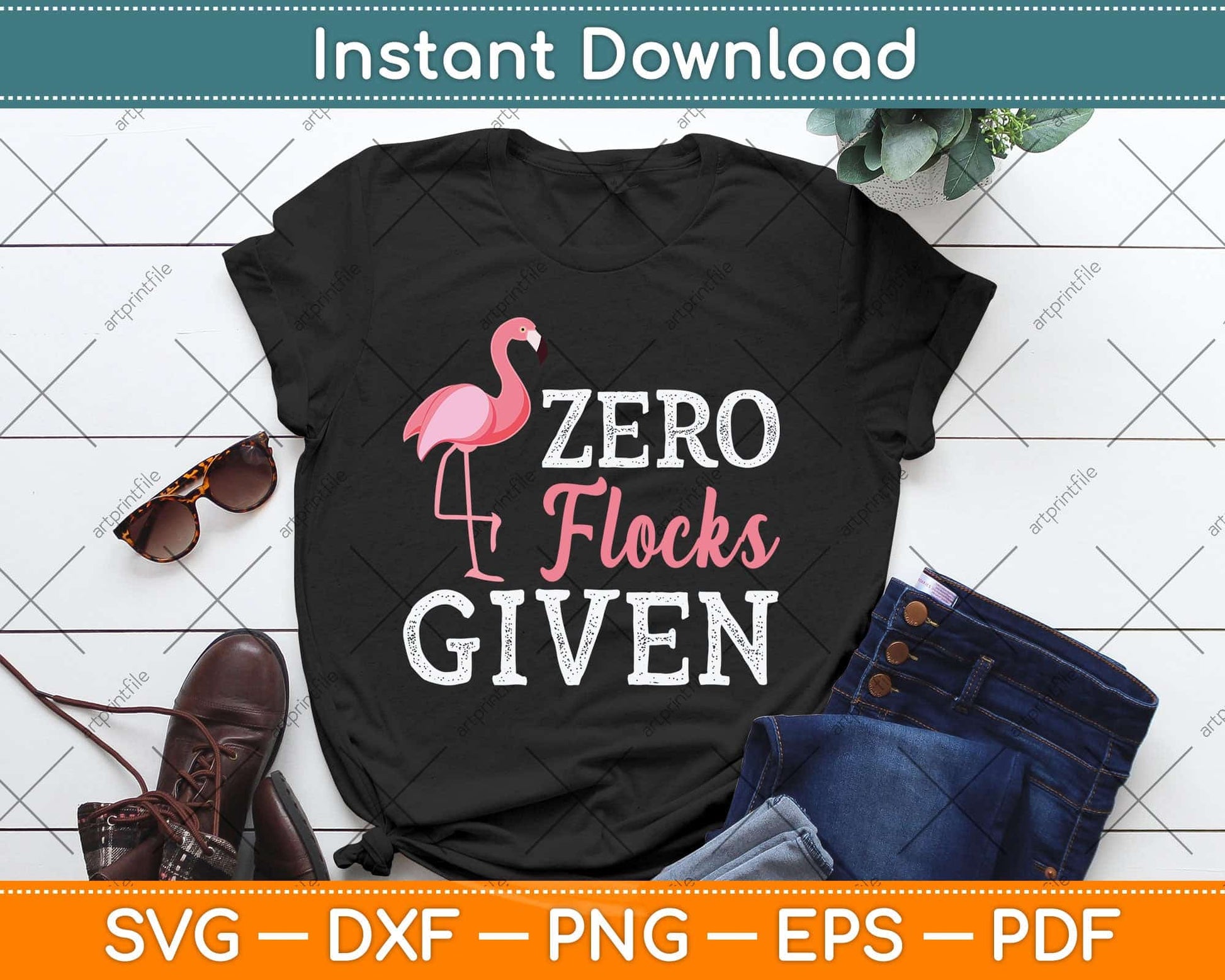 Zero Flocks Given Flamingo Svg Png Dxf Digital Cutting File
